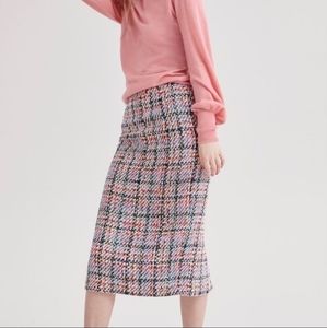Halogen Midi Length Tweed Skirt - Pink (Size 2)